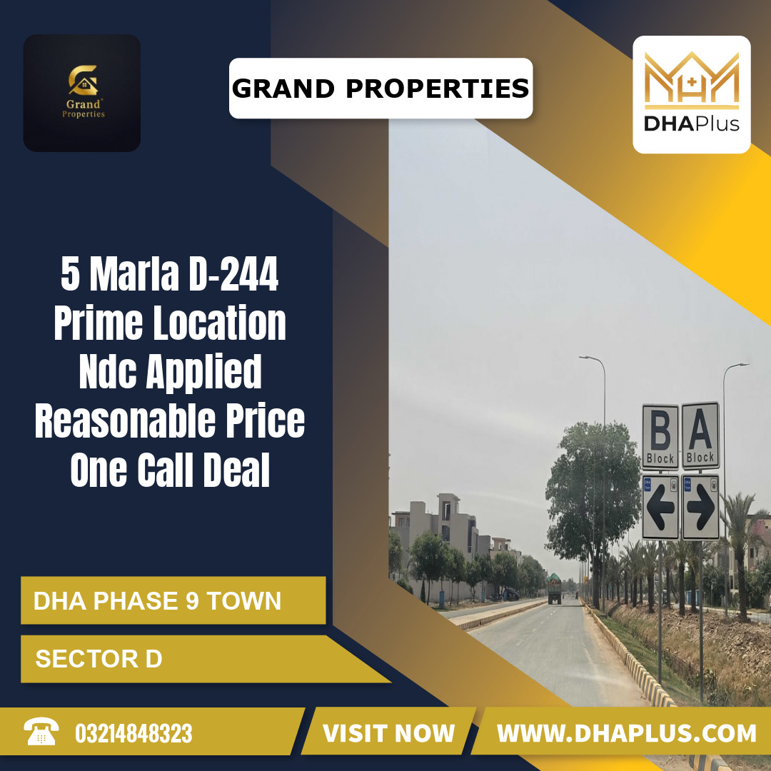 5 Marla Residential Plot for Sale in Sector D, DHA Phase 9 Town, Lahore - (BP-44752)