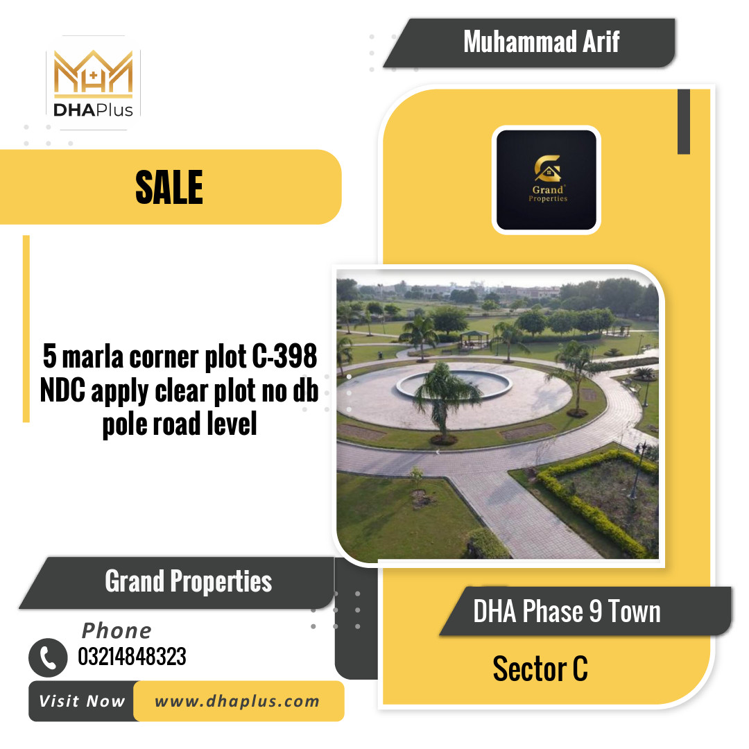 5 Marla Residential Plot for Sale in Sector C, DHA Phase 9 Town, Lahore - (BP-44753)