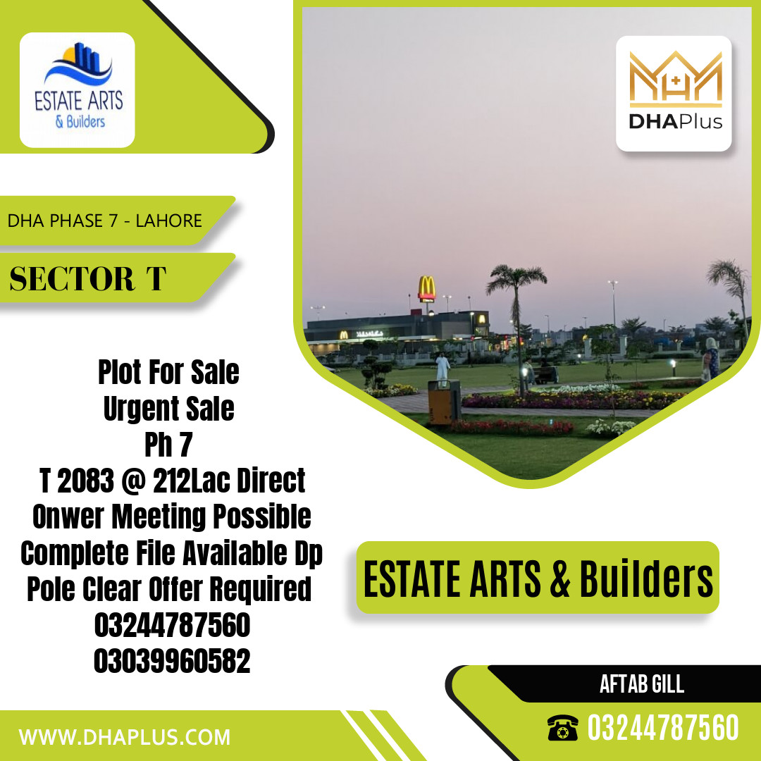 10 Marla Residential Plot for Sale in Sector T, DHA Phase 7, Lahore - (BP-44813)