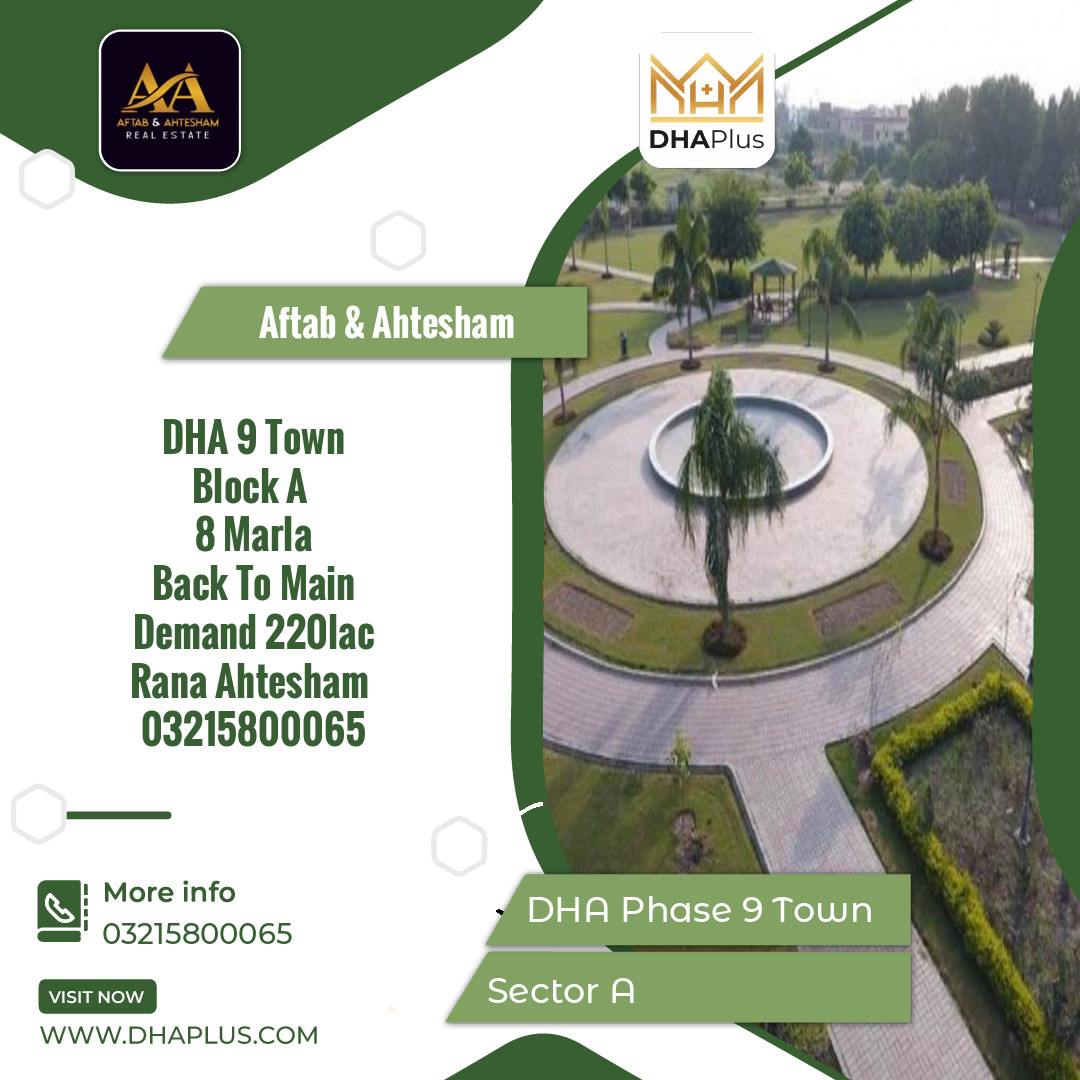 8 Marla Residential Plot for Sale in Sector A, DHA Phase 9 Town, Lahore - (BP-44815)