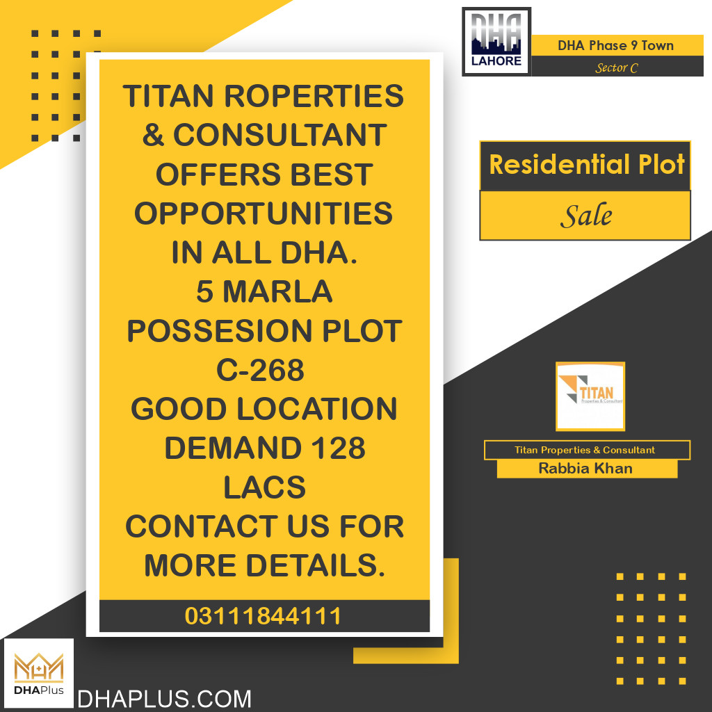 5 Marla Residential Plot for Sale in Sector C, DHA Phase 9 Town, Lahore - (BP-44891)