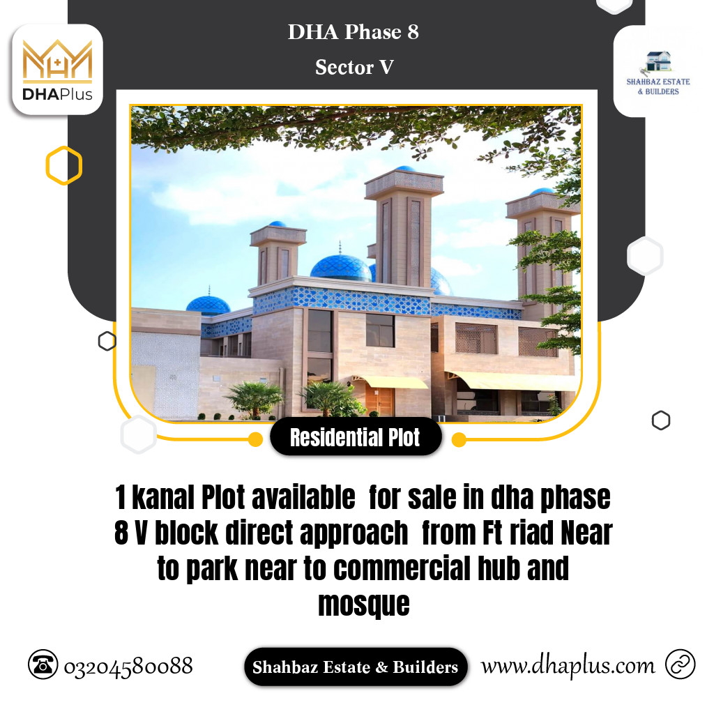 1 Kanal Residential Plot for Sale in Sector V, DHA Phase 8, Lahore - (BP-44997)