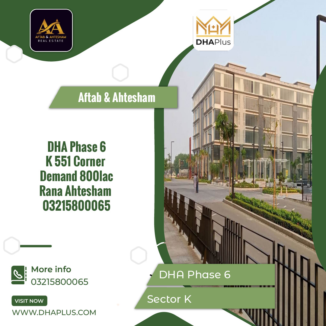 1 Kanal Residential Plot for Sale in Sector K, DHA Phase 6, Lahore - (BP-45300)