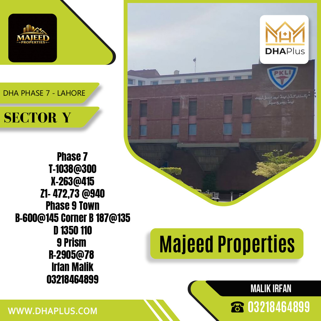 1 Kanal Residential Plot for Sale in Sector Y, DHA Phase 7, Lahore - (BP-45346)