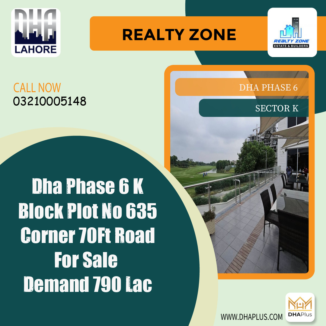 1 Kanal Residential Plot for Sale in Sector K, DHA Phase 6, Lahore - (BP-45348)