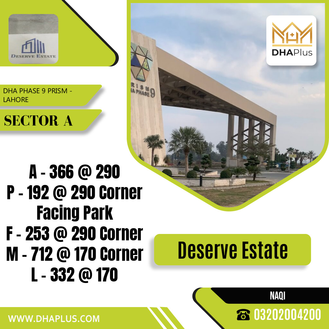 1 Kanal Residential Plot for Sale in Sector A, DHA Phase 9 Prism, Lahore - (BP-45553)