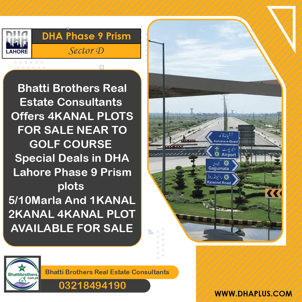 4 Kanal Residential Plot for Sale in Sector D, DHA Phase 9 Prism, Lahore - (BP-45635)