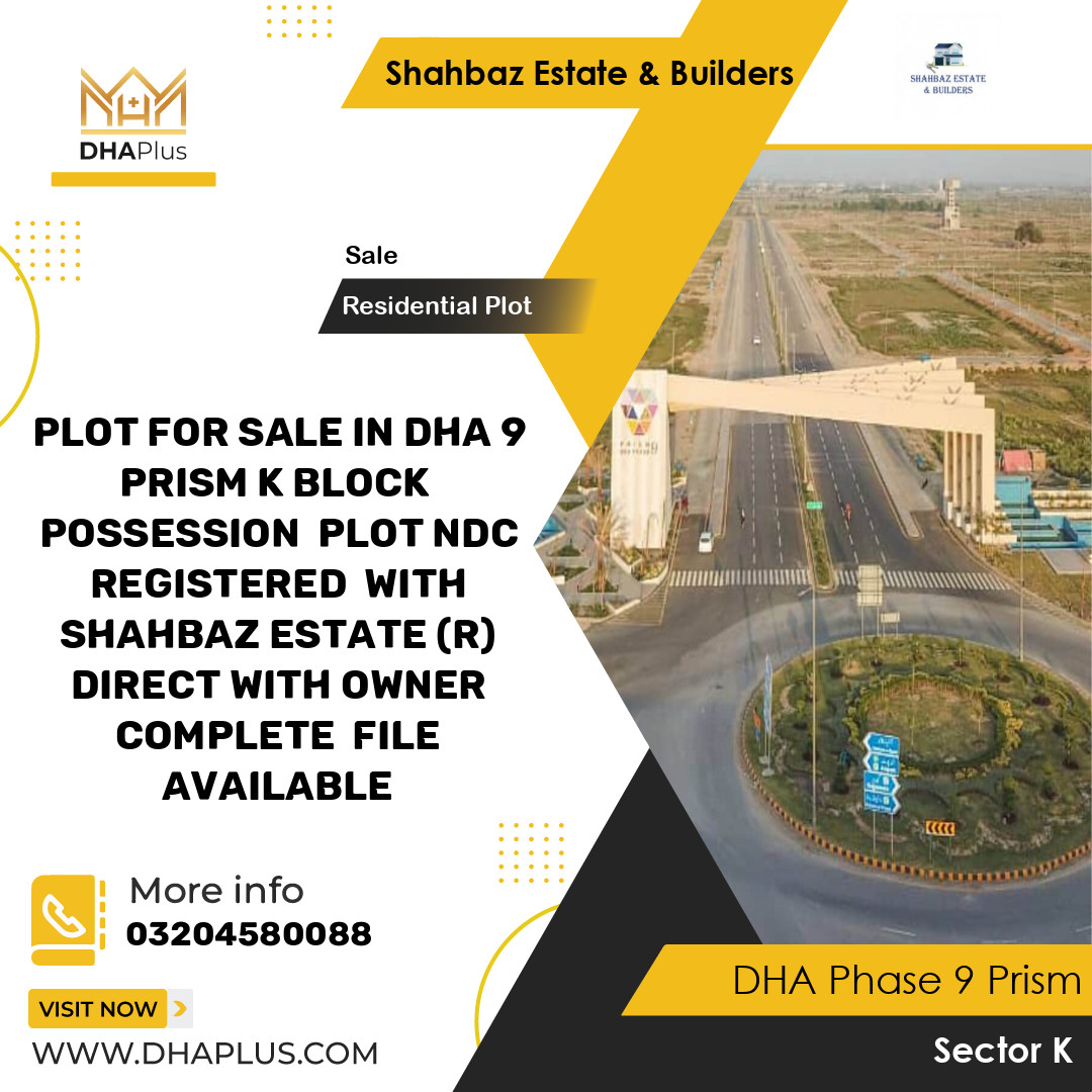 10 Marla Residential Plot for Sale in Sector K, DHA Phase 9 Prism, Lahore - (BP-45846)