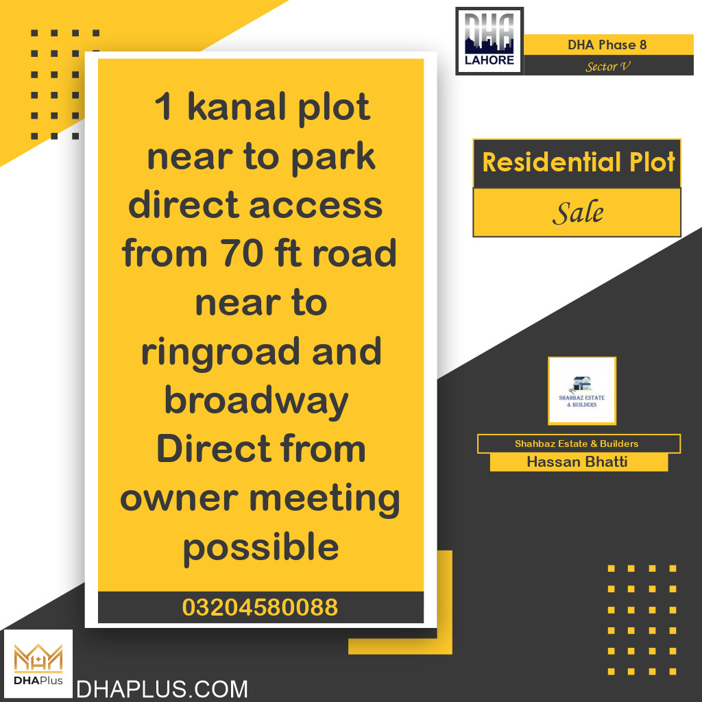 1 Kanal Residential Plot for Sale in Sector V, DHA Phase 8, Lahore - (BP-45879)
