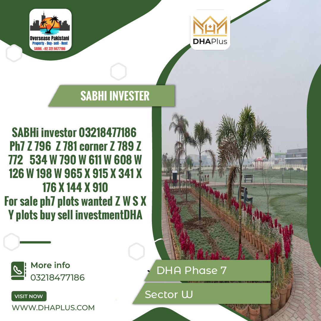 1 Kanal Residential Plot for Sale in Sector W, DHA Phase 7, Lahore - (BP-45979)
