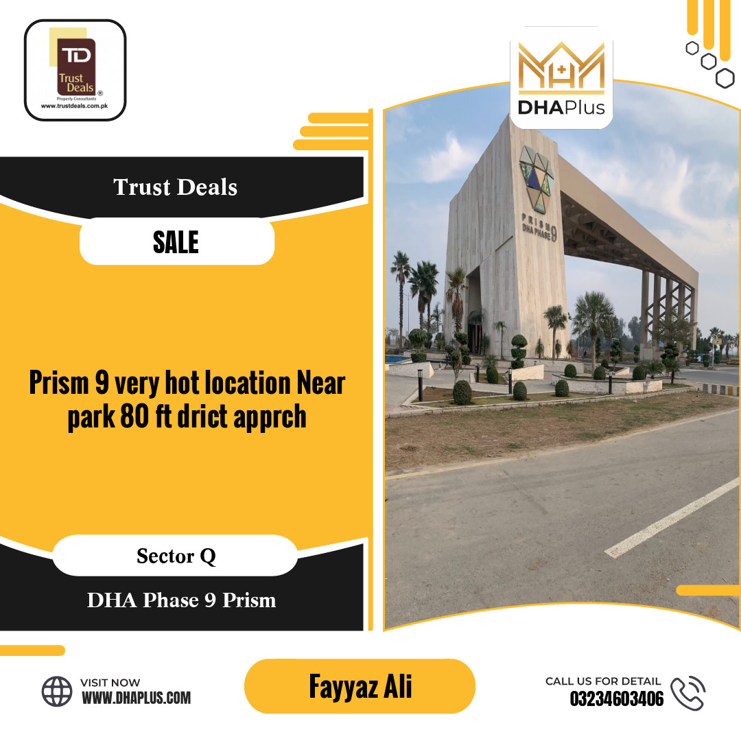 1 Kanal Residential Plot for Sale in Sector Q, DHA Phase 9 Prism, Lahore - (BP-46054)