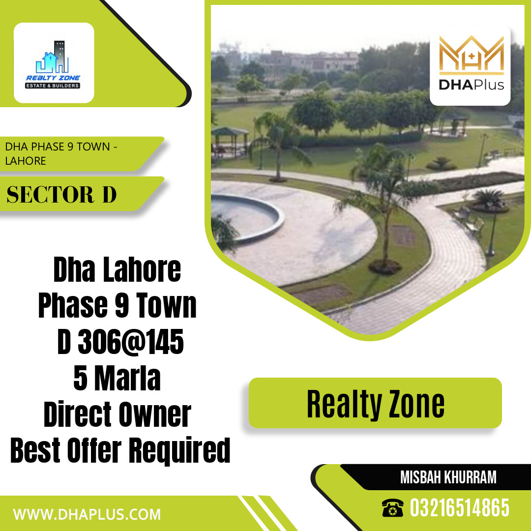5 Marla Residential Plot for Sale in Sector D, DHA Phase 9 Town, Lahore - (BP-46167)