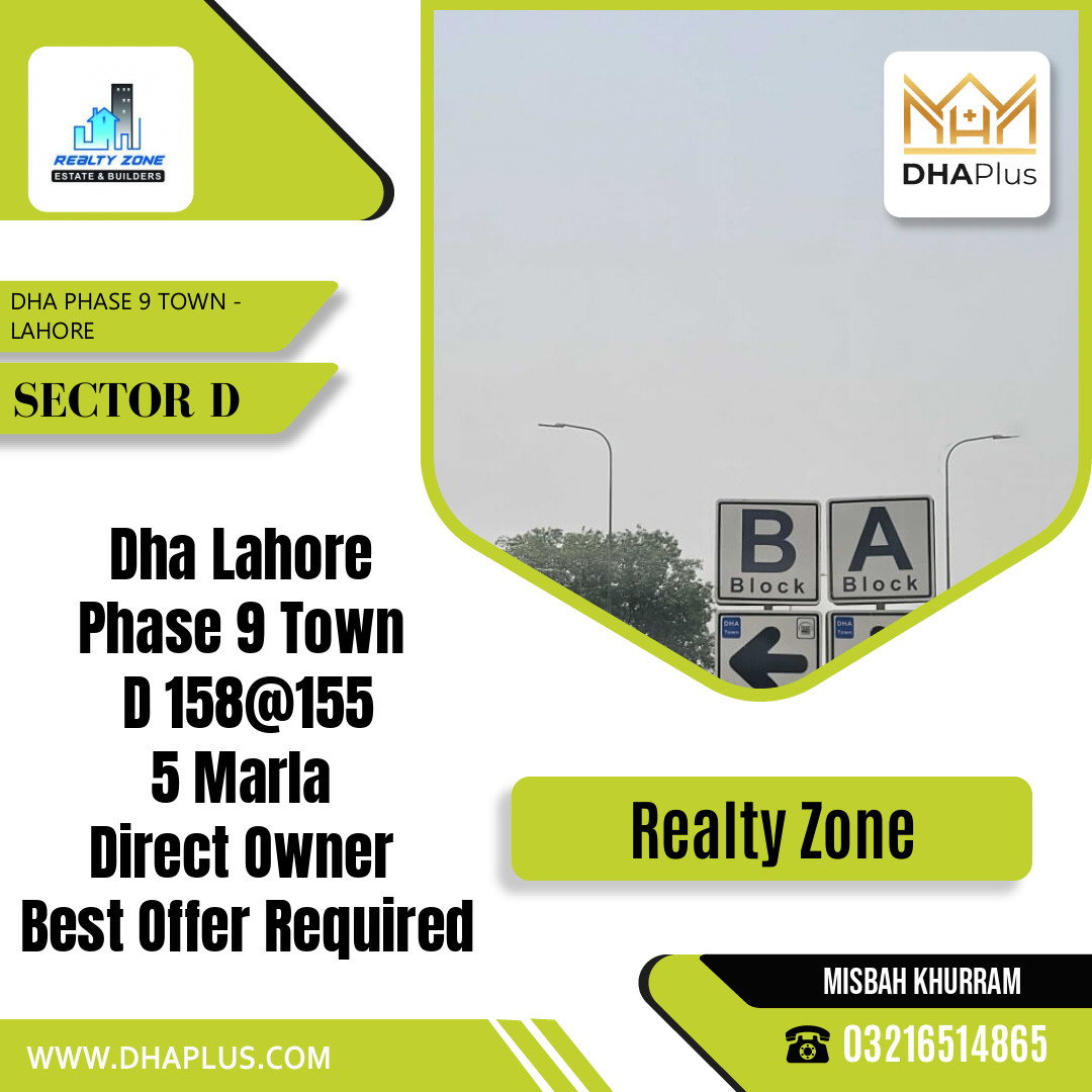 5 Marla Residential Plot for Sale in Sector D, DHA Phase 9 Town, Lahore - (BP-46176)