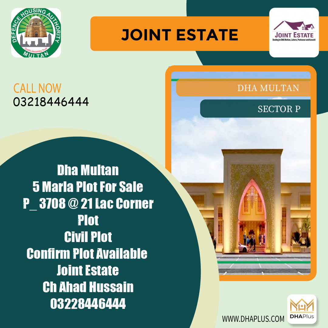 5 Marla Residential Plot for Sale in Sector P, DHA Multan, Multan - (BP-46186)