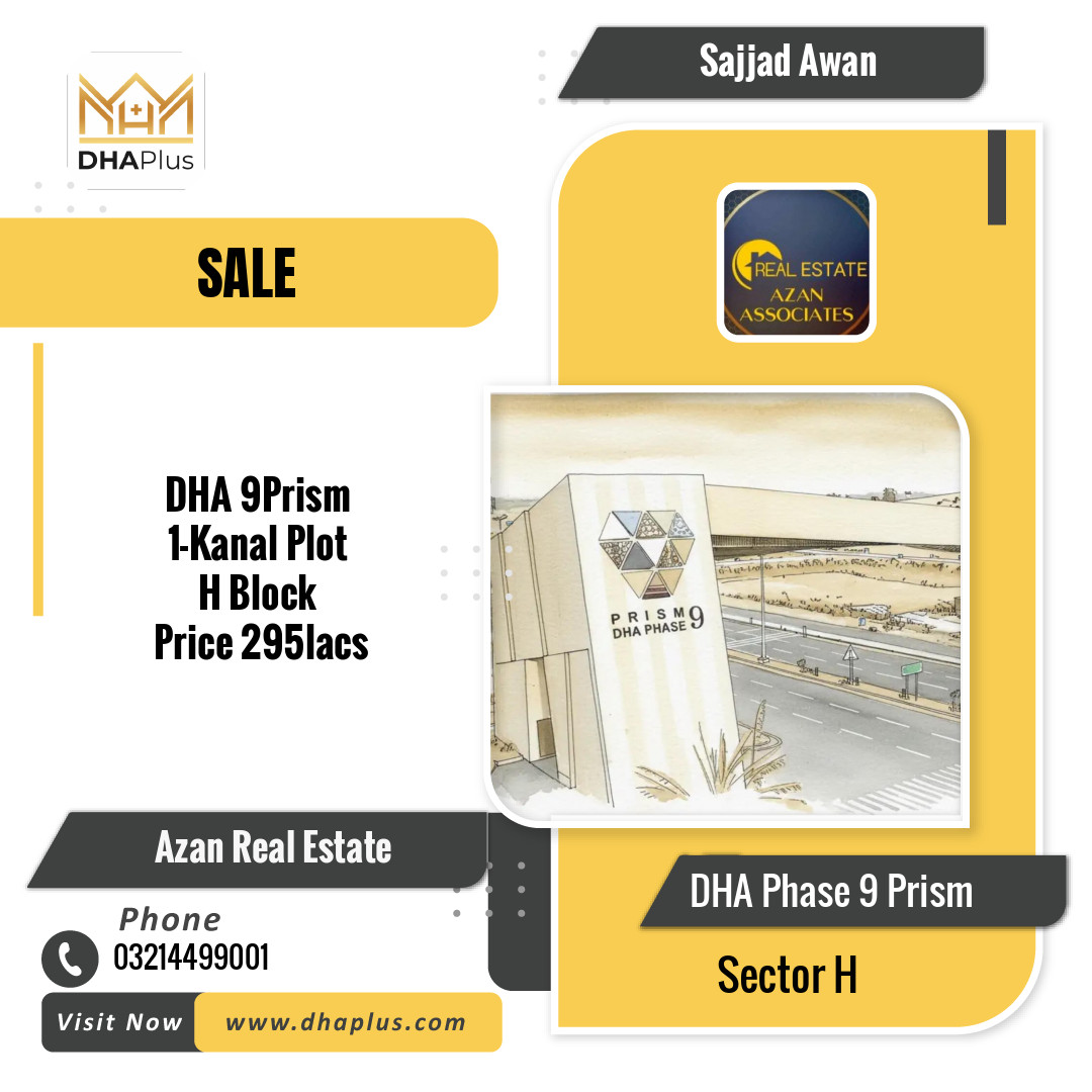 1 Kanal Residential Plot for Sale in Sector H, DHA Phase 9 Prism, Lahore - (BP-46225)