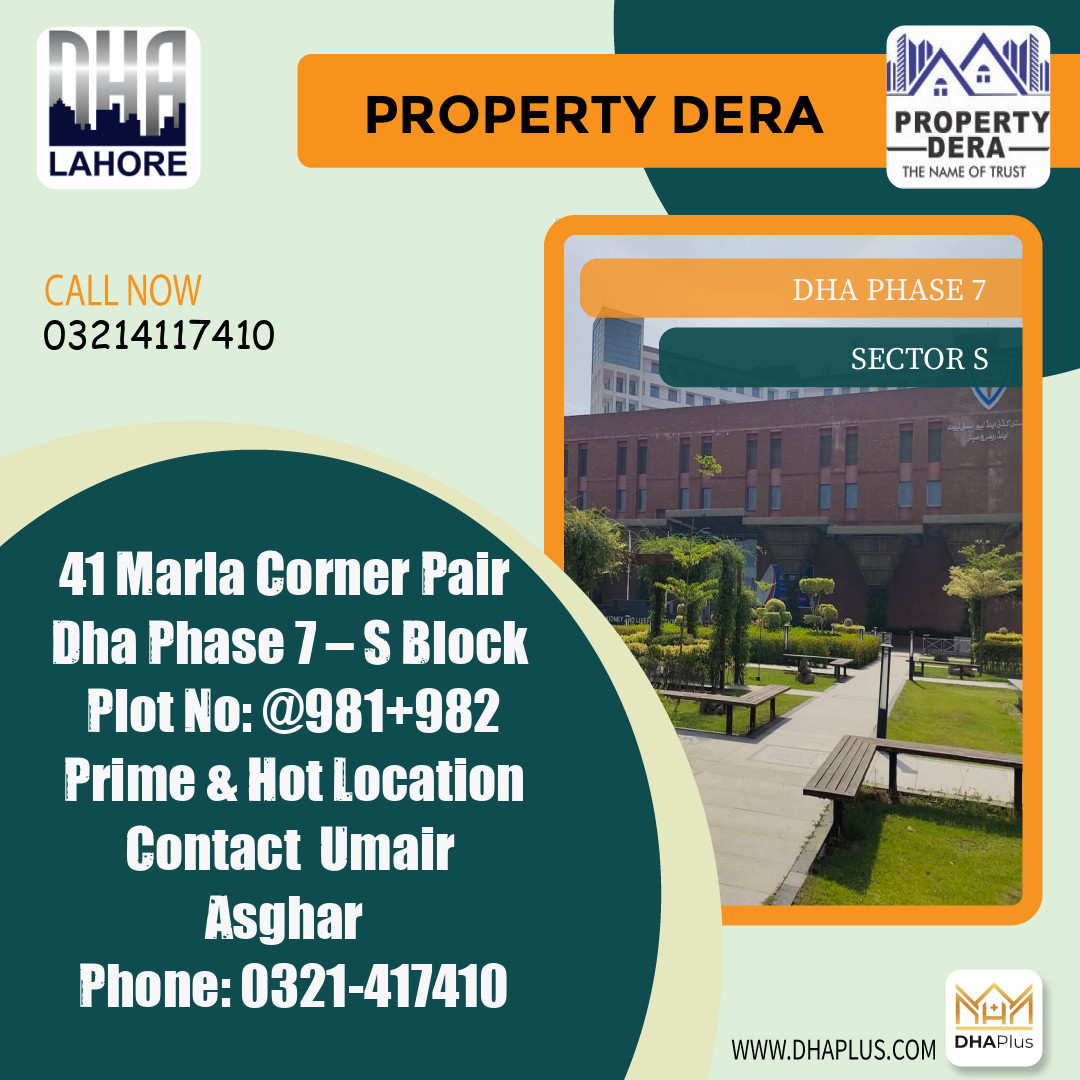 41 Marla Residential Plot for Sale in Sector S, DHA Phase 7, Lahore - (BP-46615)