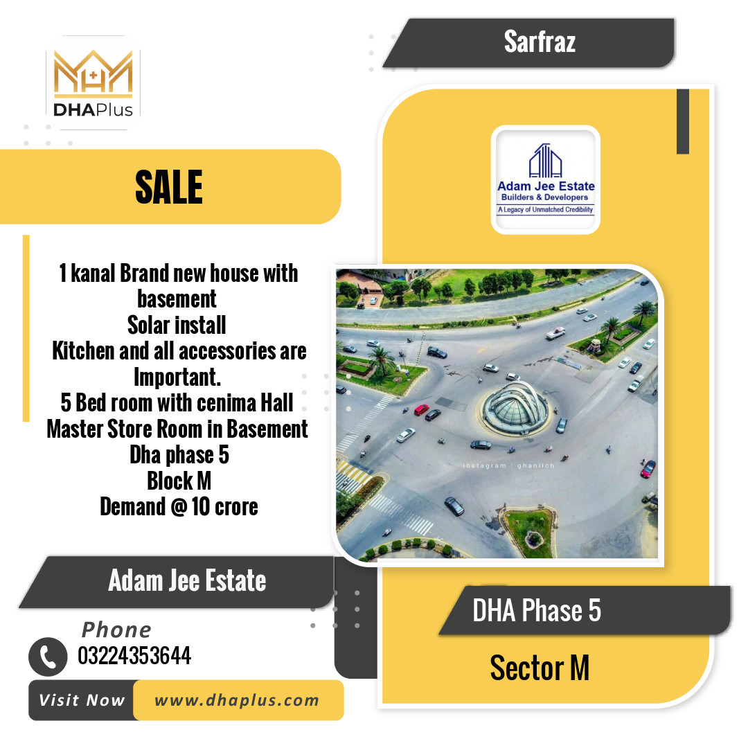 1 Kanal Residential House for Sale in Sector M, DHA Phase 5, Lahore - (BP-46765)