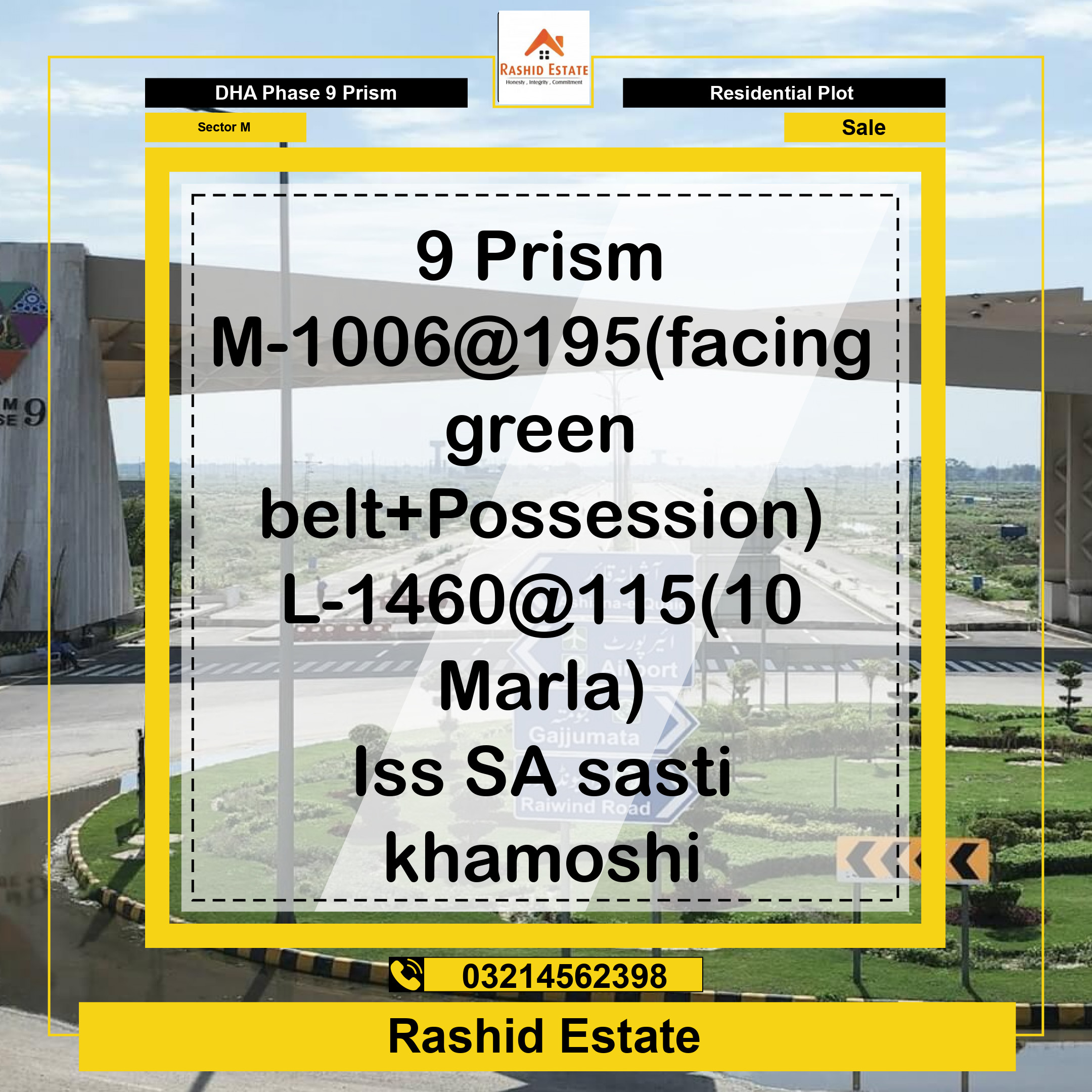 1 Kanal Residential Plot for Sale in Sector M, DHA Phase 9 Prism, Lahore - (BP-46809)