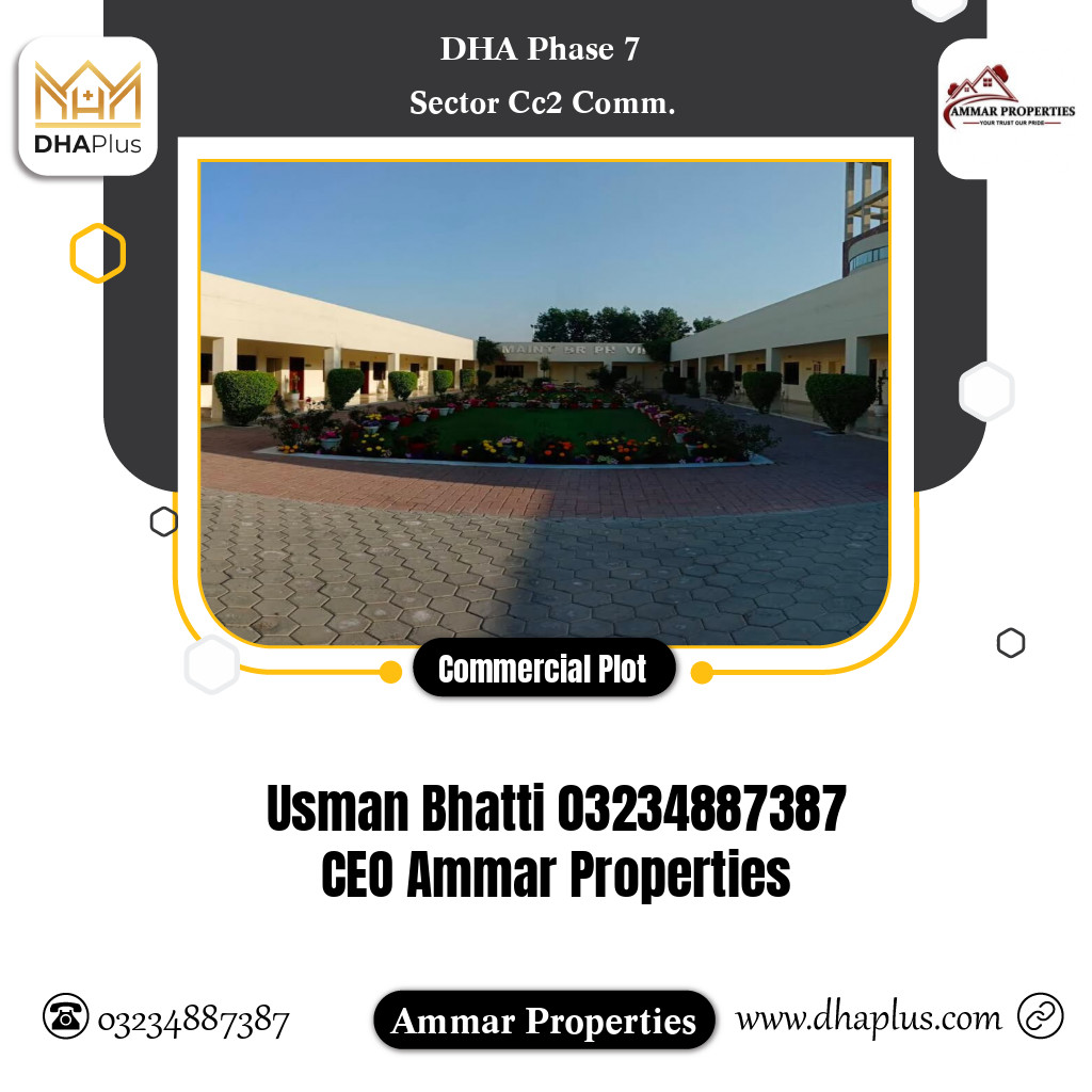 8 Marla Commercial Plot for Sale in Sector CC2 Commercial, DHA Phase 7, Lahore - (BP-46872)