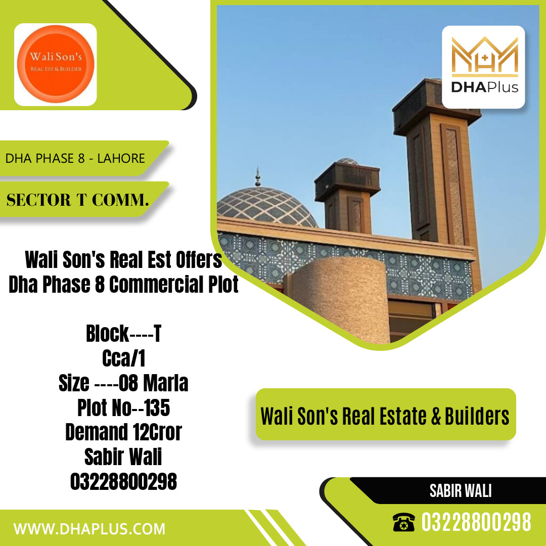 8 Marla Commercial Plot for Sale in Sector T Commercial, DHA Phase 8, Lahore - (BP-47411)