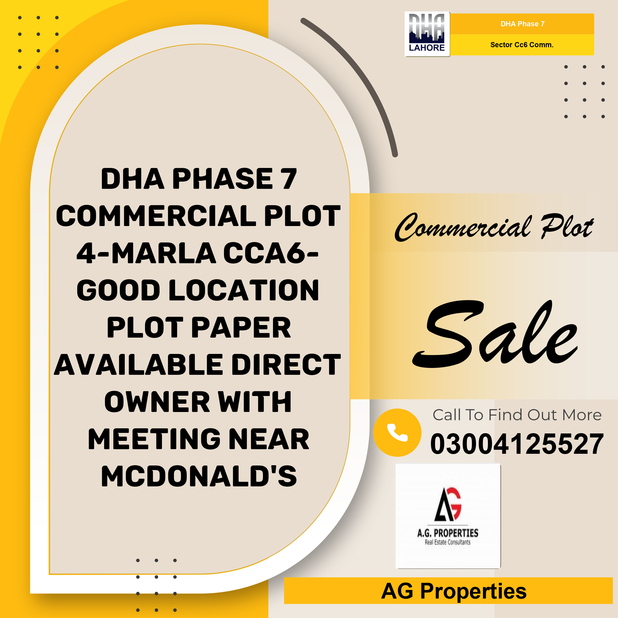 4 Marla Commercial Plot for Sale in Sector CC6 Commercial, DHA Phase 7, Lahore - (BP-47590)