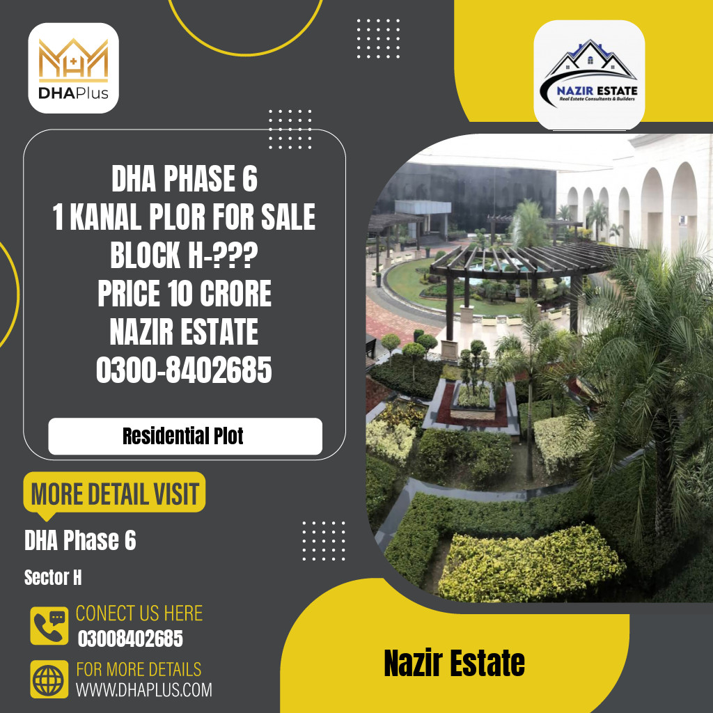 1 Kanal Residential Plot for Sale in Sector H, DHA Phase 6, Lahore - (BP-47830)