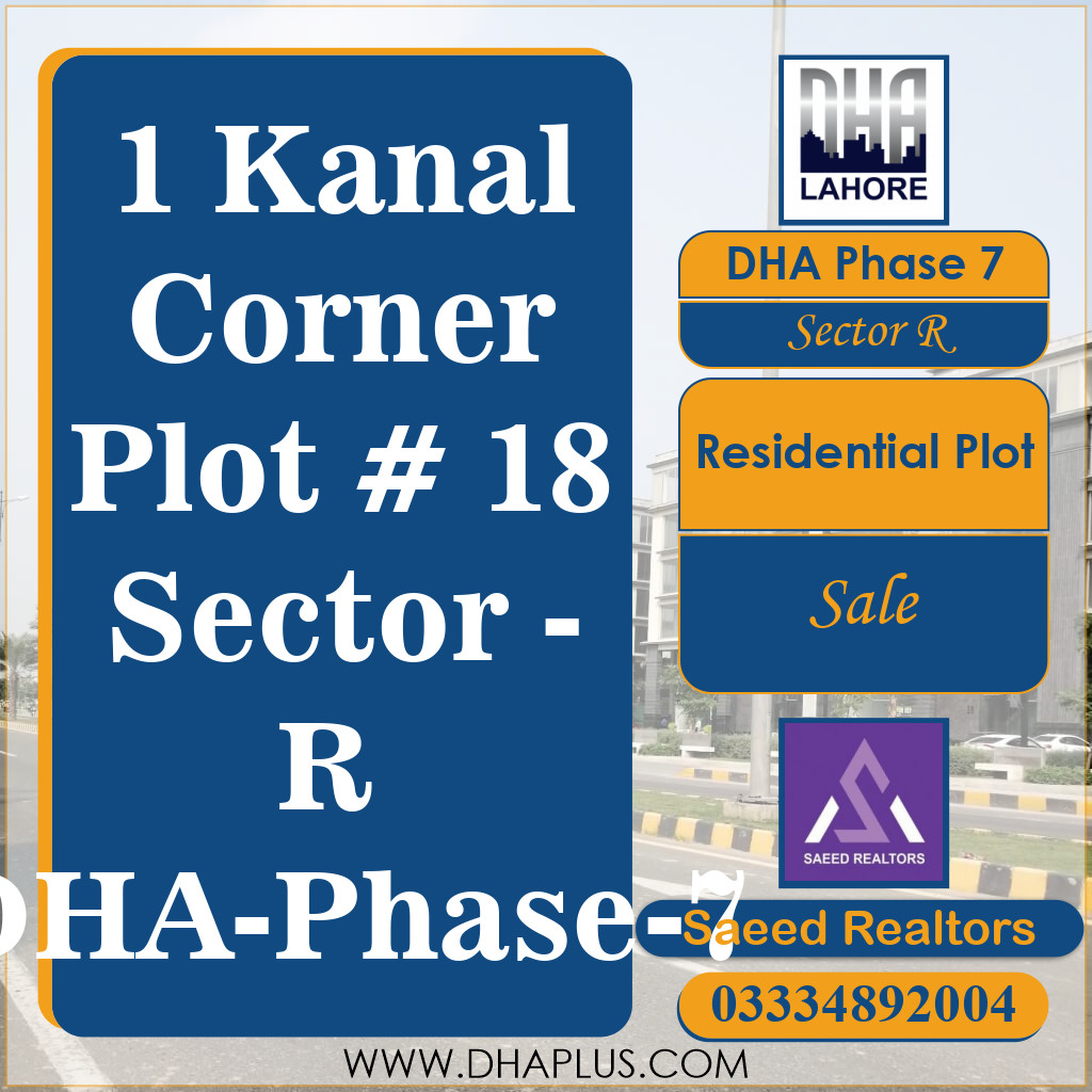 1 Kanal Residential Plot for Sale in Sector R, DHA Phase 7, Lahore - (BP-47963)