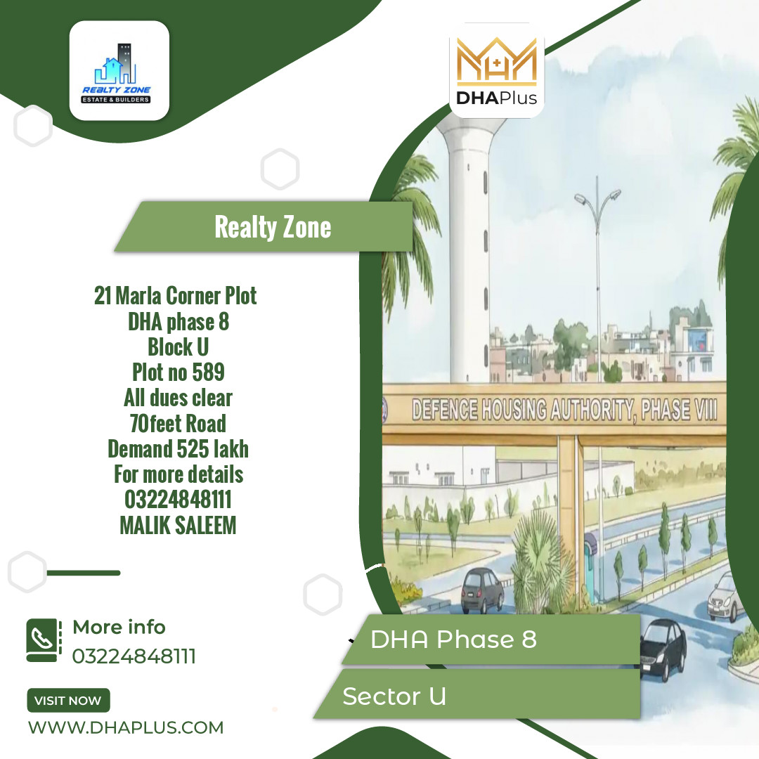 21 Marla Residential Plot for Sale in Sector U, DHA Phase 8, Lahore - (BP-47966)