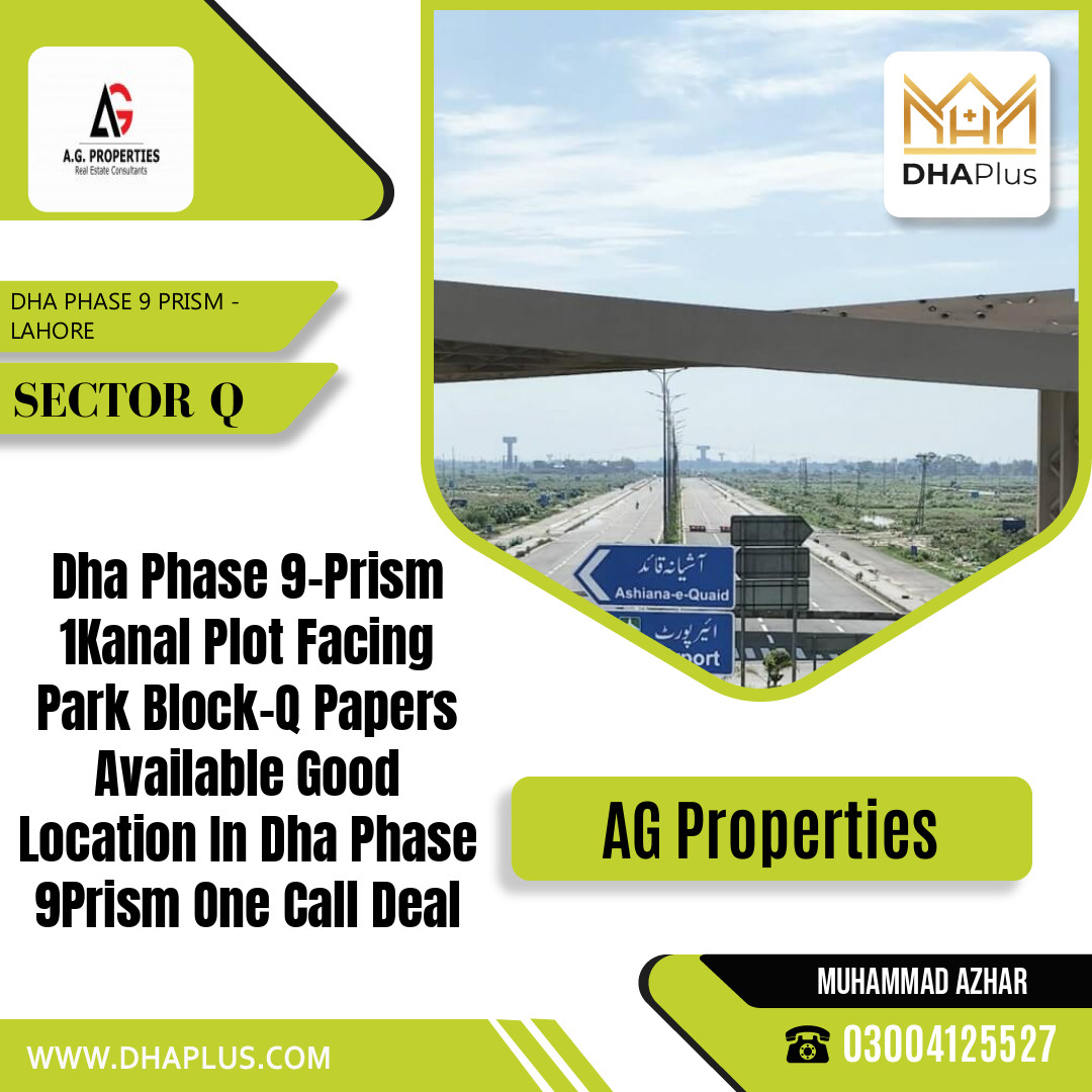 1 Kanal Residential Plot for Sale in Sector Q, DHA Phase 9 Prism, Lahore - (BP-47983)