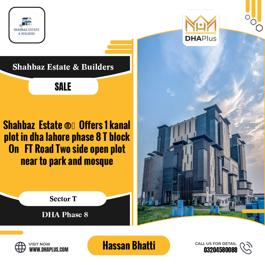 1 Kanal Residential Plot for Sale in Sector T, DHA Phase 8, Lahore - (BP-47992)