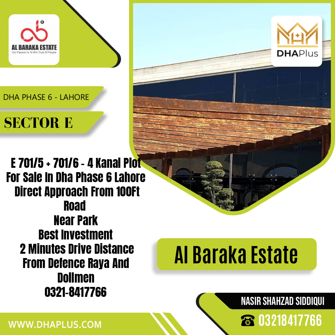 4 Kanal Residential Plot for Sale in Sector E, DHA Phase 6, Lahore - (BP-48247)