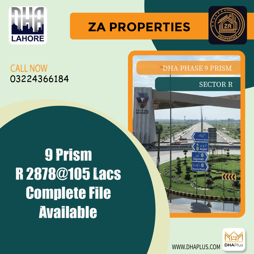 5 Marla Residential Plot for Sale in Sector R, DHA Phase 9 Prism, Lahore - (BP-48310)