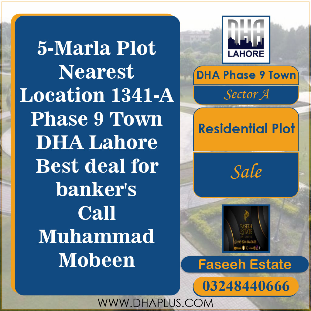 5 Marla Residential Plot for Sale in Sector A, DHA Phase 9 Town, Lahore - (BP-48615)