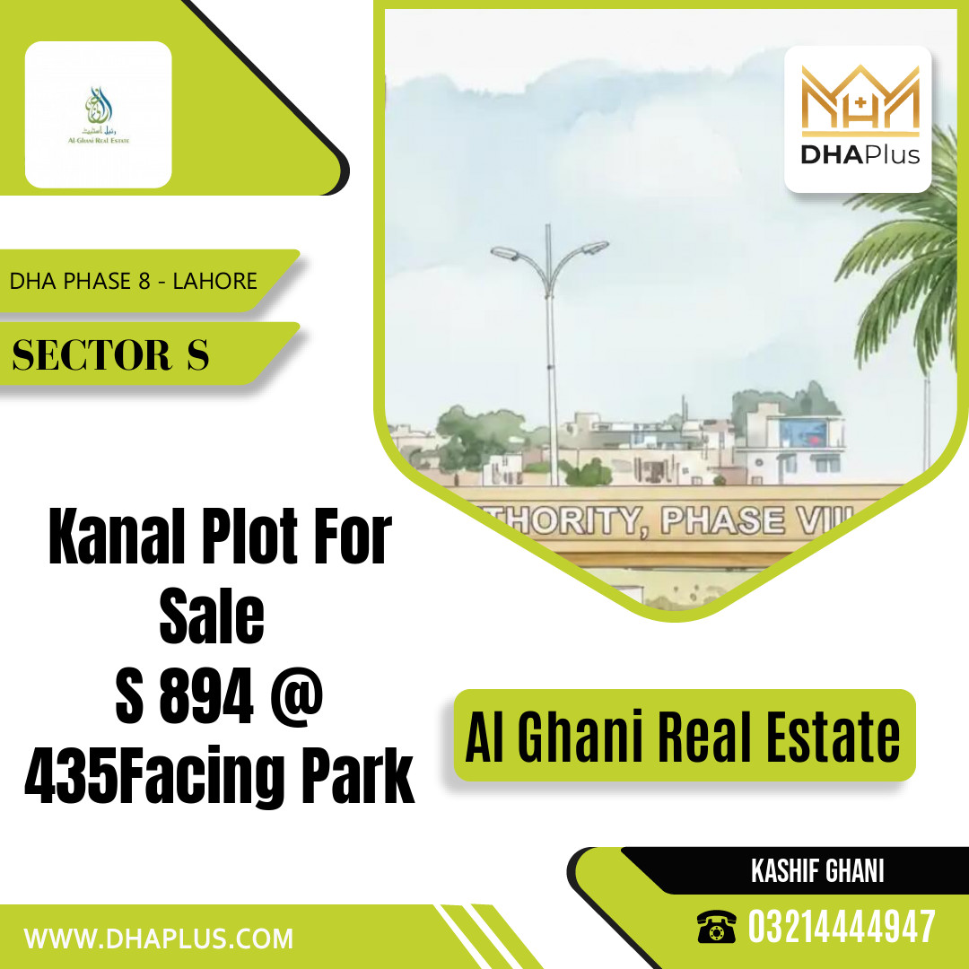 1 Kanal Residential Plot for Sale in Sector S, DHA Phase 8, Lahore - (BP-48698)