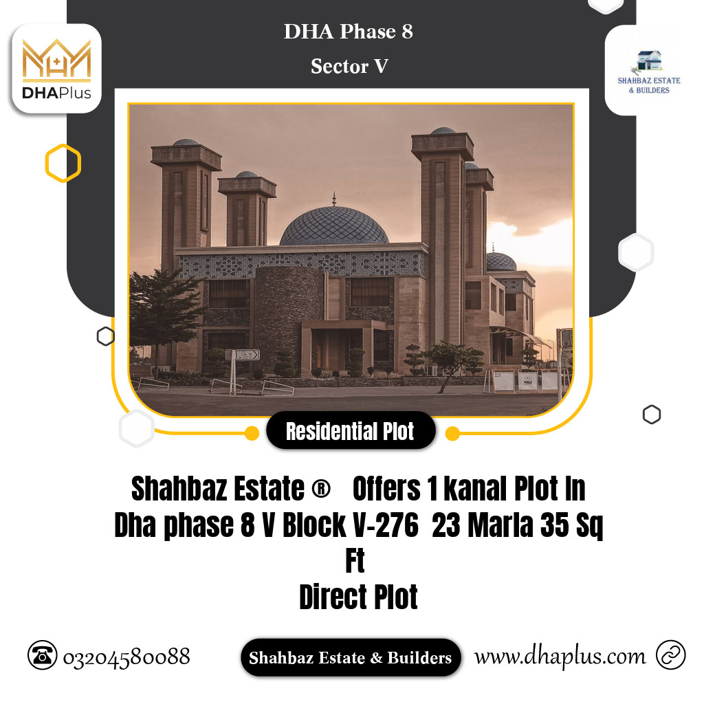 23 Marla Residential Plot for Sale in Sector V, DHA Phase 8, Lahore - (BP-48721)