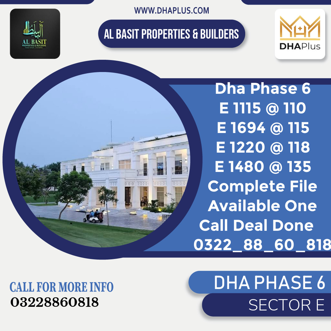 5 Marla Residential Plot for Sale in Sector E, DHA Phase 6, Lahore - (BP-49045)