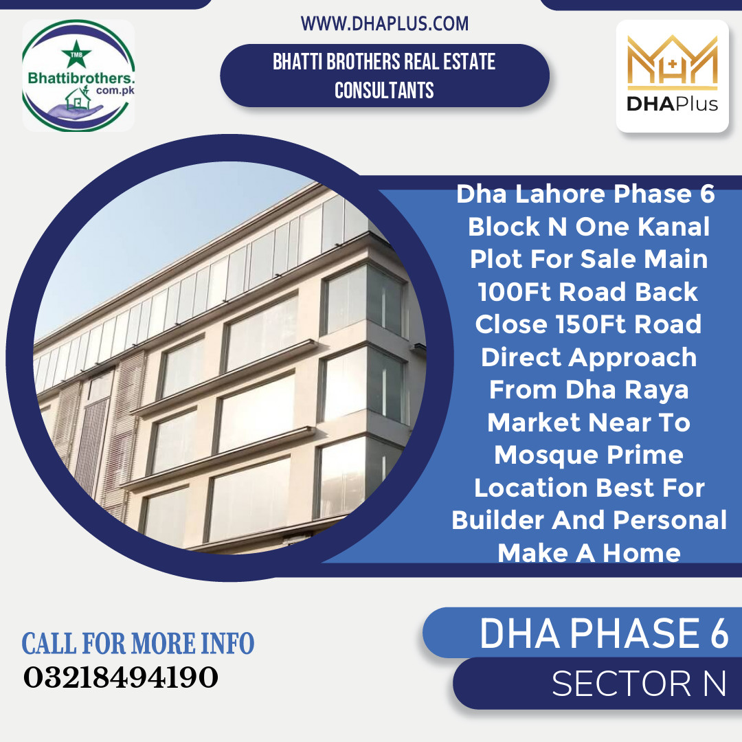 1 Kanal Residential Plot for Sale in Sector N, DHA Phase 6, Lahore - (BP-49115)