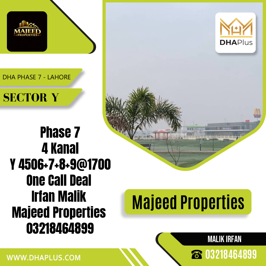 4 Kanal Residential Plot for Sale in Sector Y, DHA Phase 7, Lahore - (BP-49147)