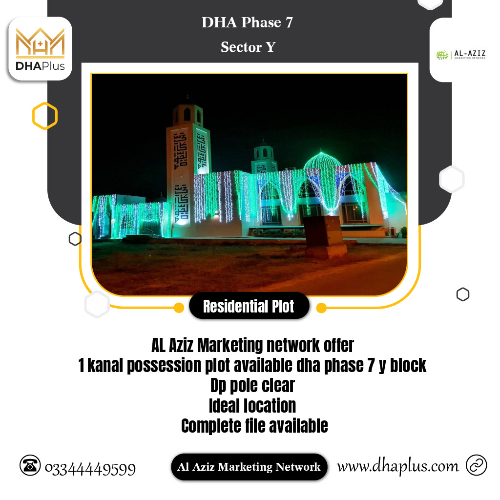 1 Kanal Residential Plot for Sale in Sector Y, DHA Phase 7, Lahore - (BP-49159)