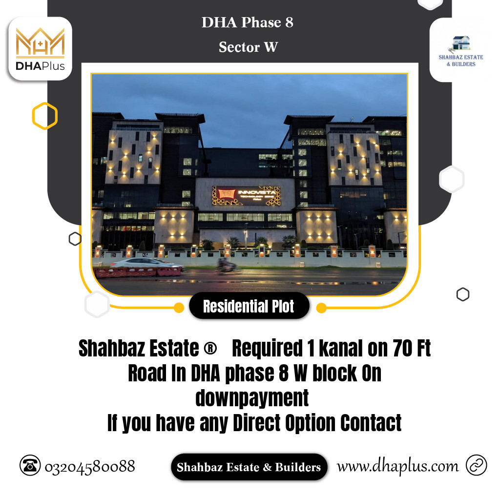1 Kanal Required Residential Plot in Sector W, DHA Phase 8, Lahore - (BP-49175)