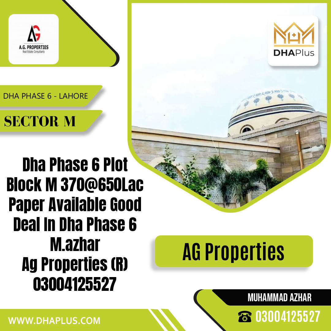 1 Kanal Residential Plot for Sale in Sector M, DHA Phase 6, Lahore - (BP-49193)