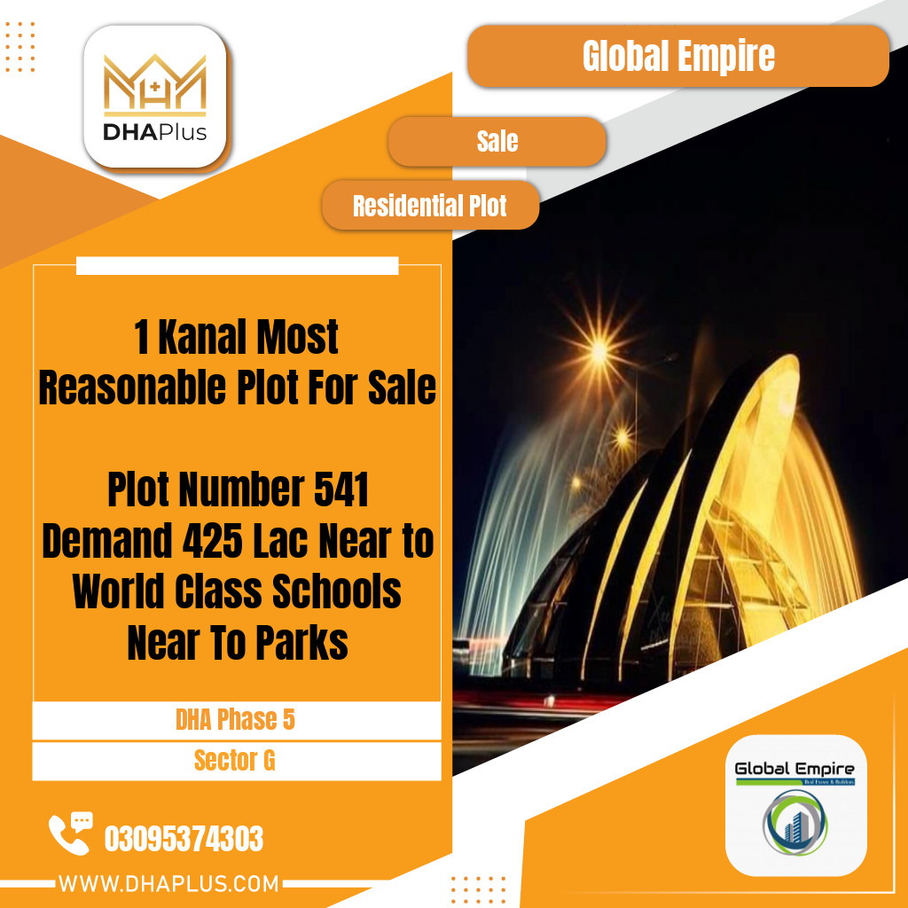 1 Kanal Residential Plot for Sale in Sector G, DHA Phase 5, Lahore - (BP-49681)