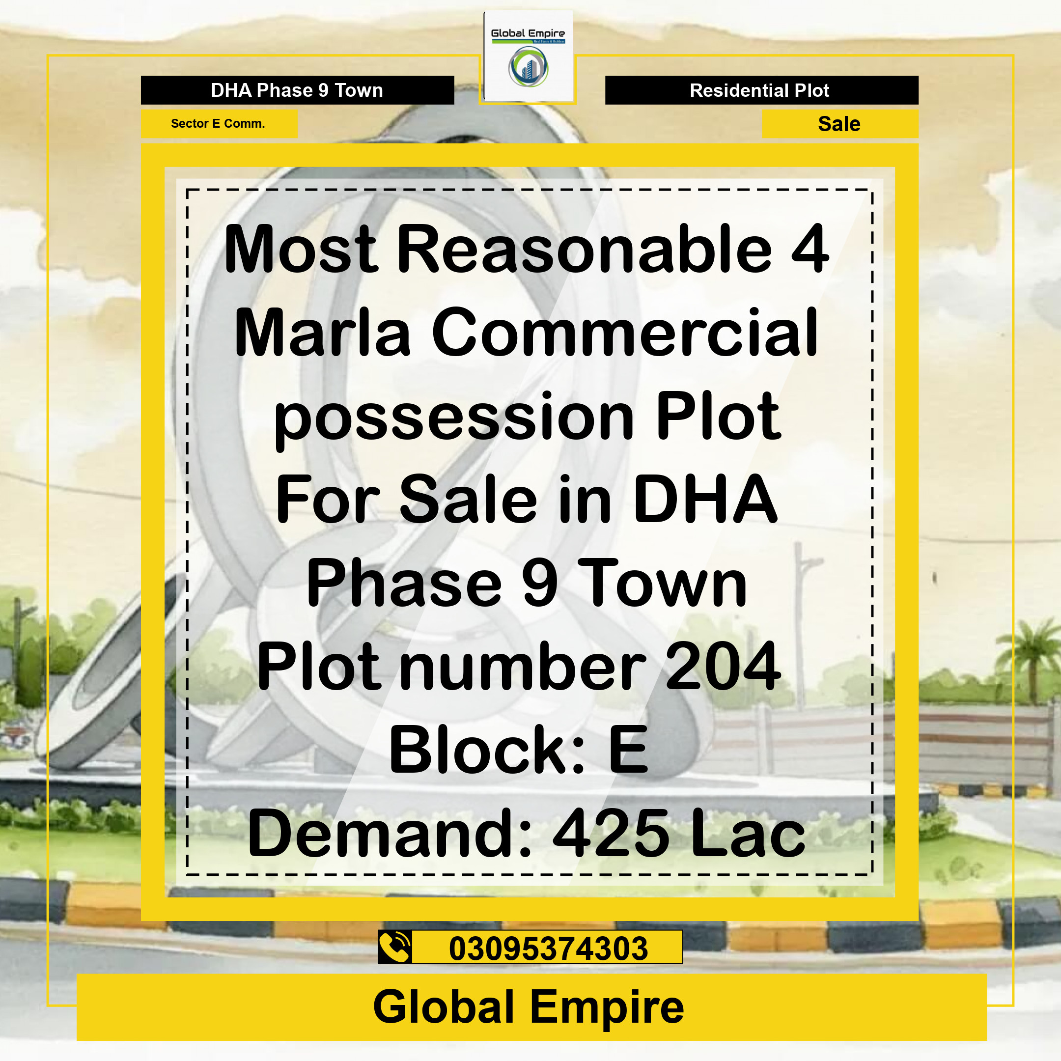 4 Marla Residential Plot for Sale in Sector E Commercial, DHA Phase 9 Town, Lahore - (BP-49728)