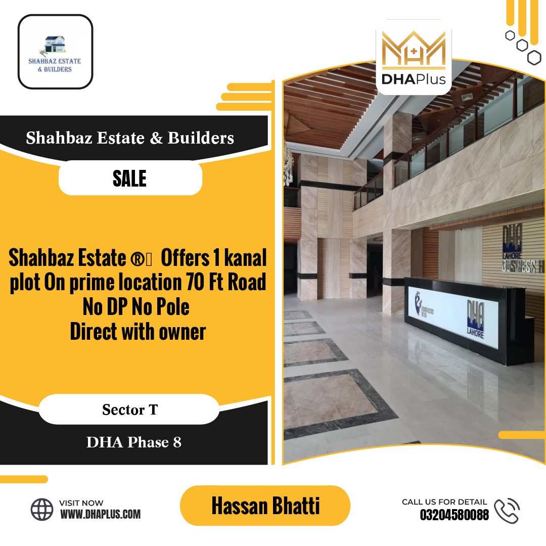 1 Kanal Residential Plot for Sale in Sector T, DHA Phase 8, Lahore - (BP-49795)
