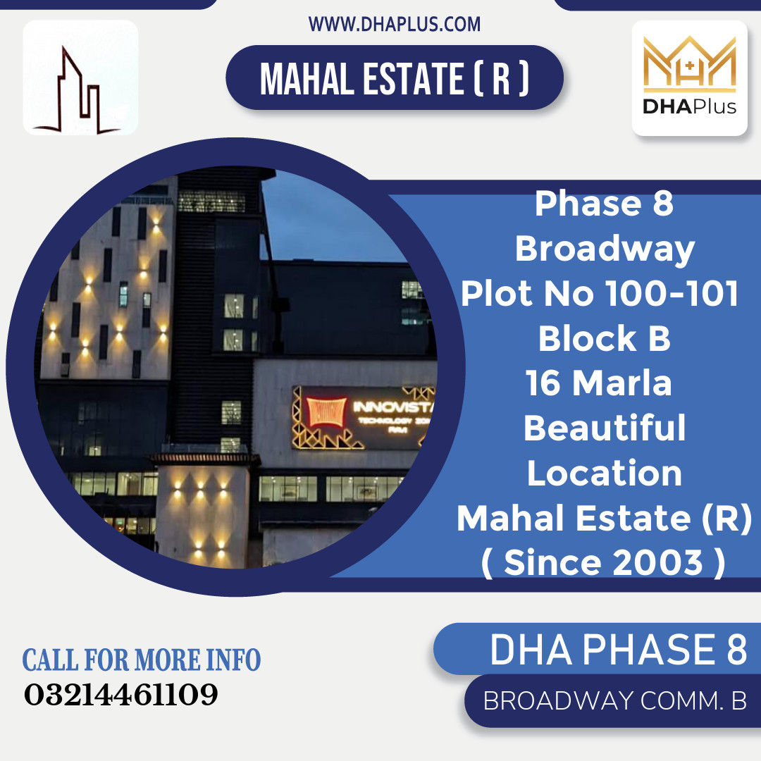 16 Marla Commercial Plot for Sale in Broadway Commercial B, DHA Phase 8, Lahore - (BP-49830)