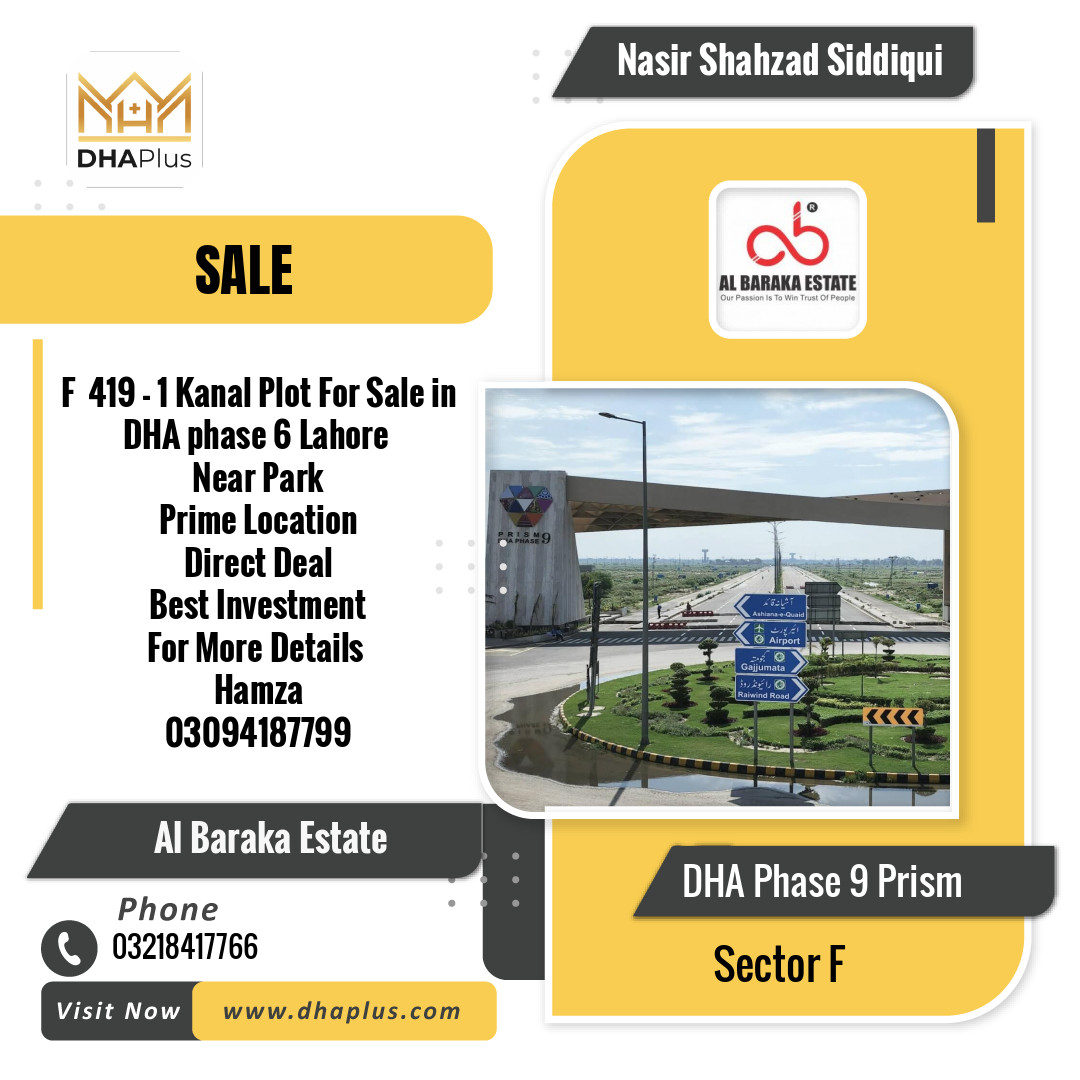 1 Kanal Residential Plot for Sale in Sector F, DHA Phase 9 Prism, Lahore - (BP-49869)