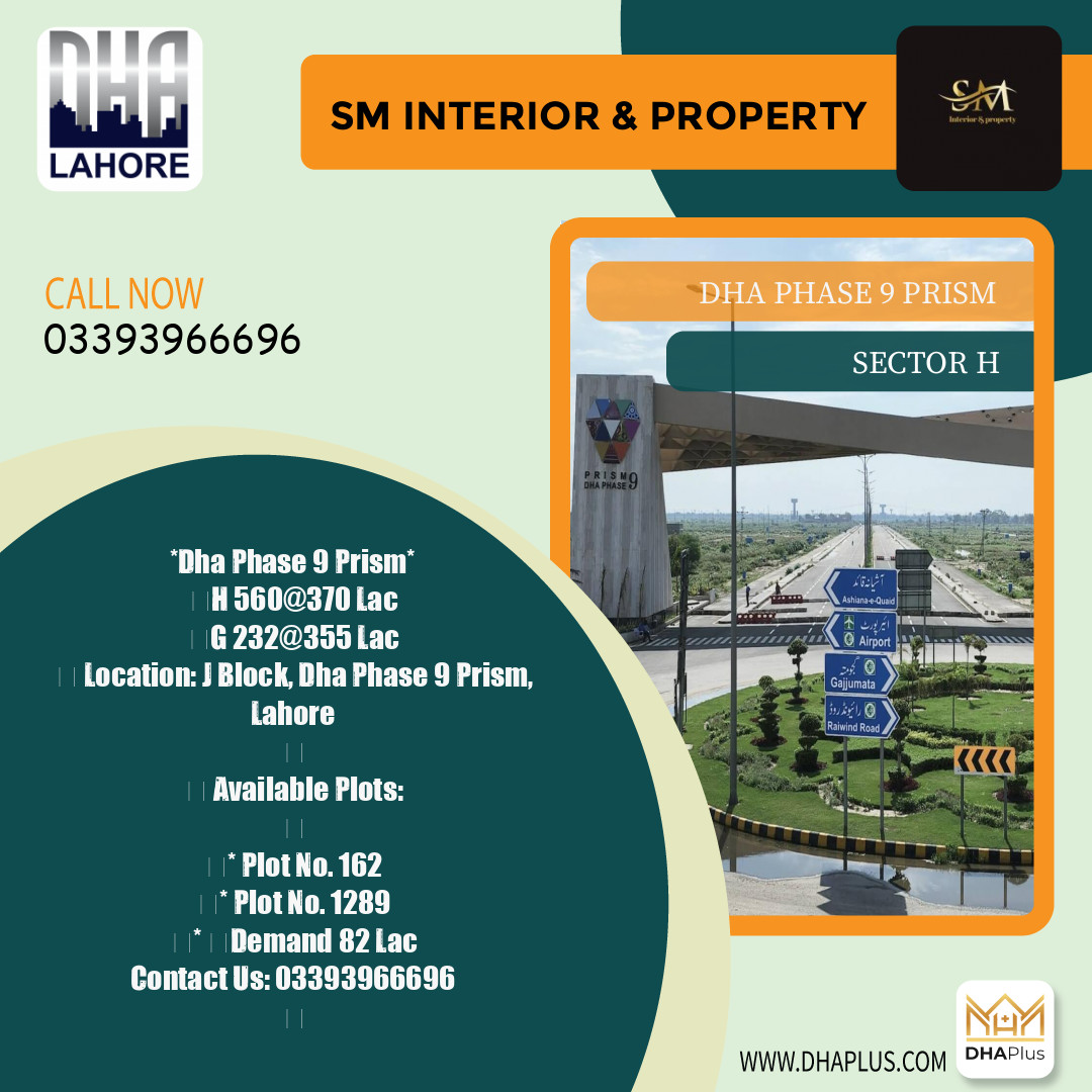 1 Kanal Residential Plot for Sale in Sector H, DHA Phase 9 Prism, Lahore - (BP-49870)