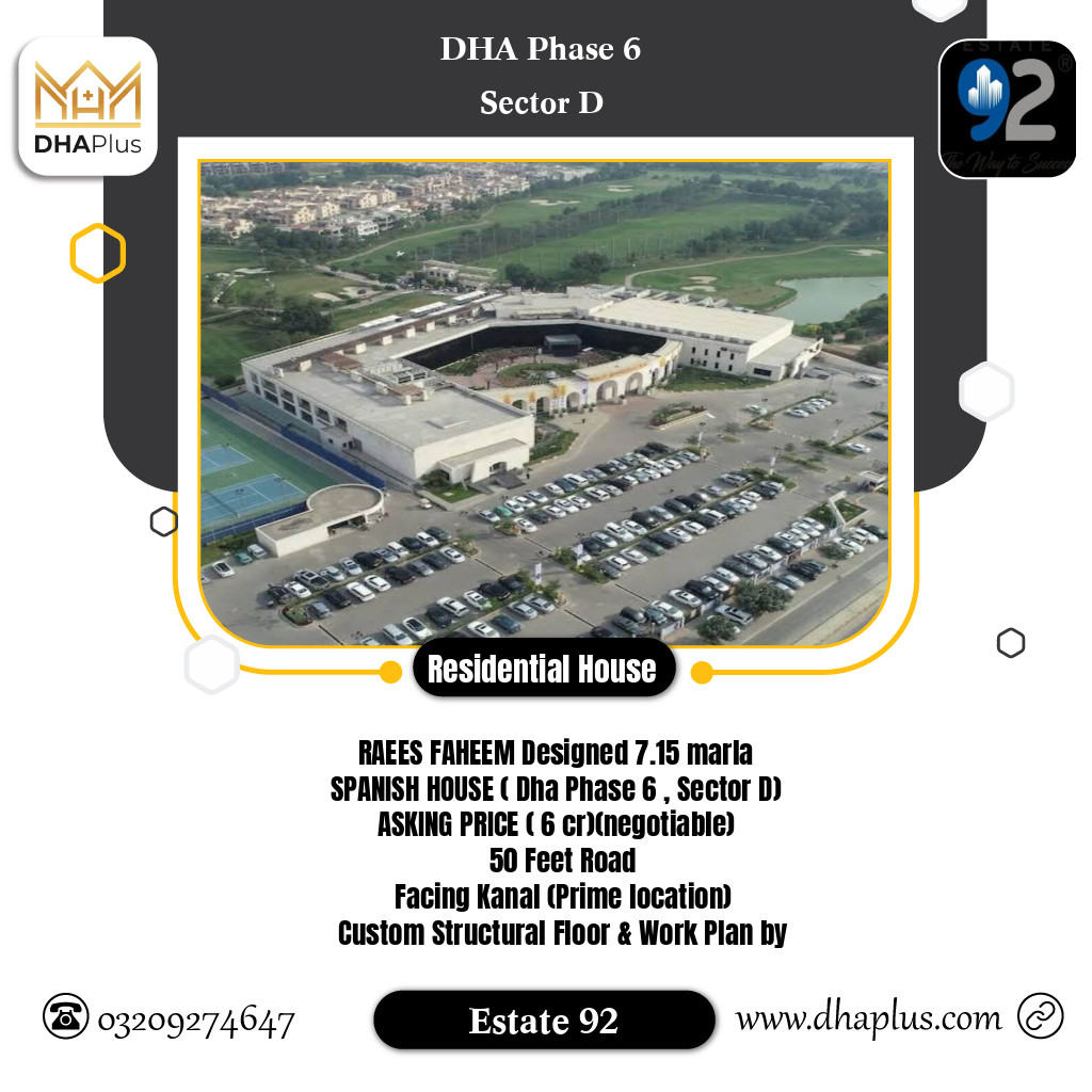 7 Marla Residential House for Sale in Sector D, DHA Phase 6, Lahore - (BP-49942)