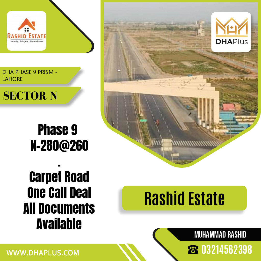 1 Kanal Residential Plot for Sale in Sector N, DHA Phase 9 Prism, Lahore - (BP-49946)