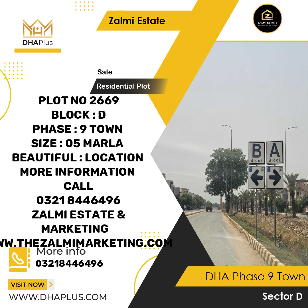 5 Marla Residential Plot for Sale in Sector D, DHA Phase 9 Town, Lahore - (BP-50247)